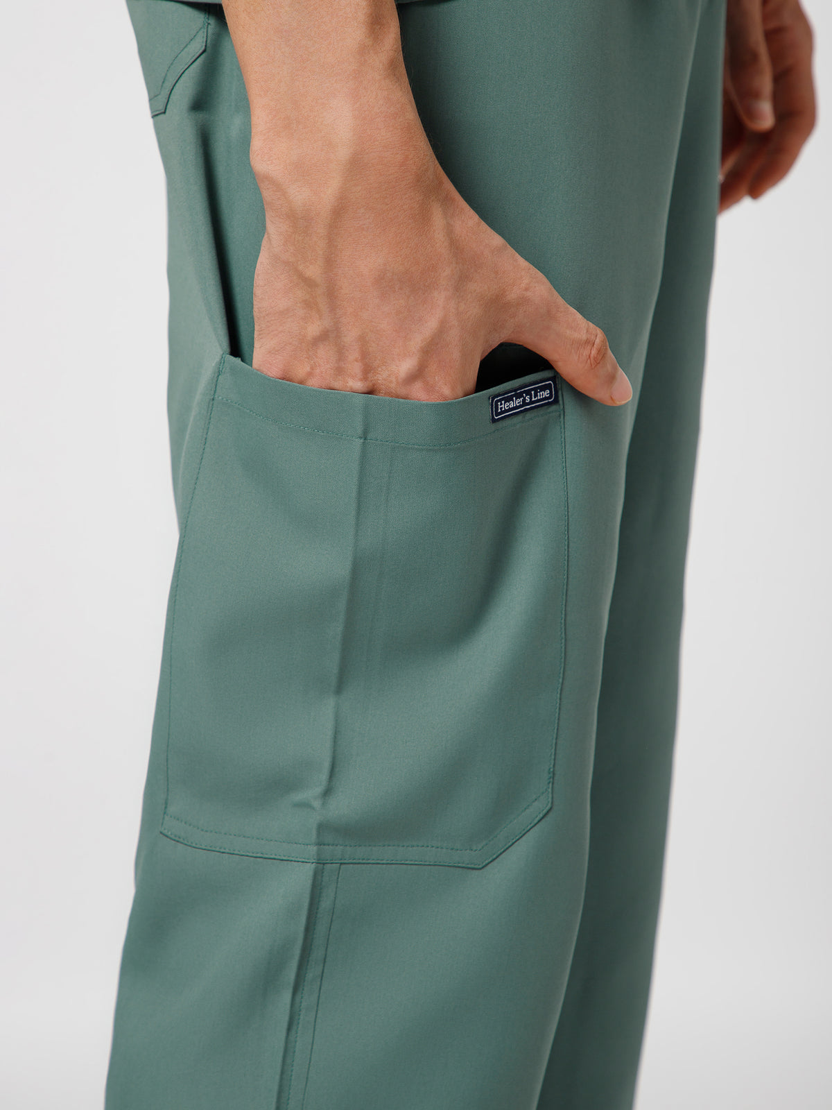 Men’s Mandarin Collar Scrub Suit (Medium Olive) LFP Fabric
