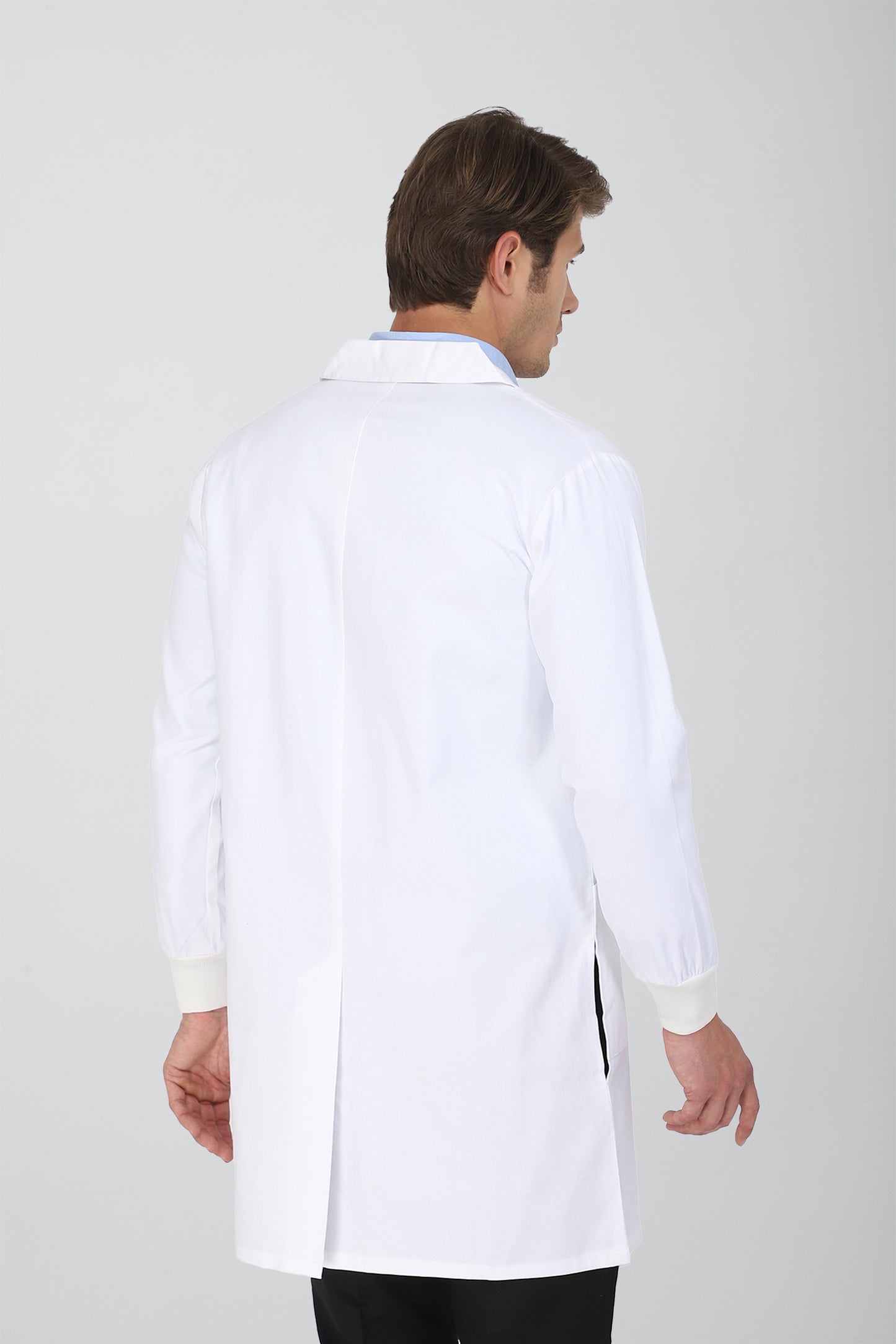 Men's Lab Coat Apron (Button Closure) Full Sleeve with Knit Cuffs - Length 37"