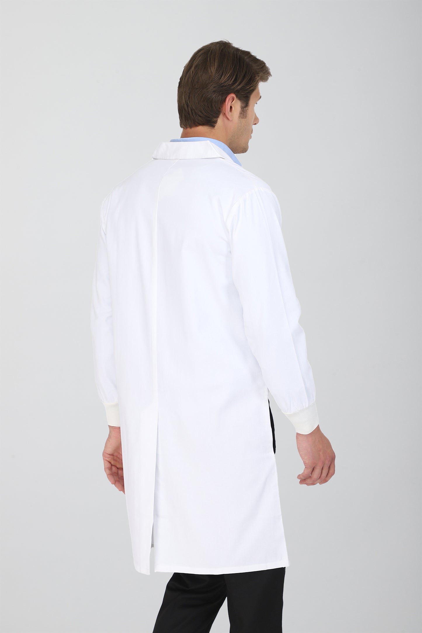 Men's Lab Coat Apron (Button Closure) Full Sleeve with Knit Cuffs - Length 41"
