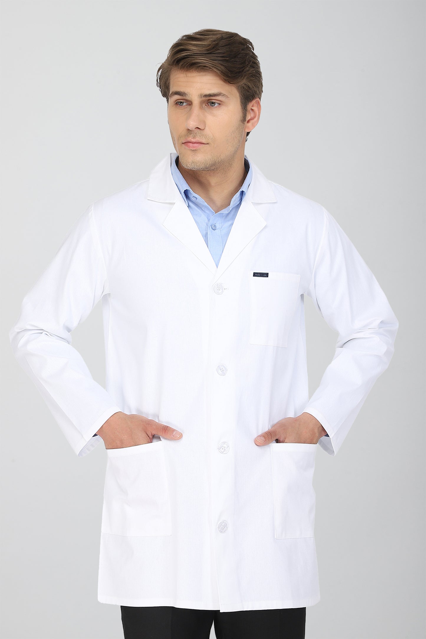 Men's Lab Coat Apron (Button Closure) Full Sleeve - Length 34"