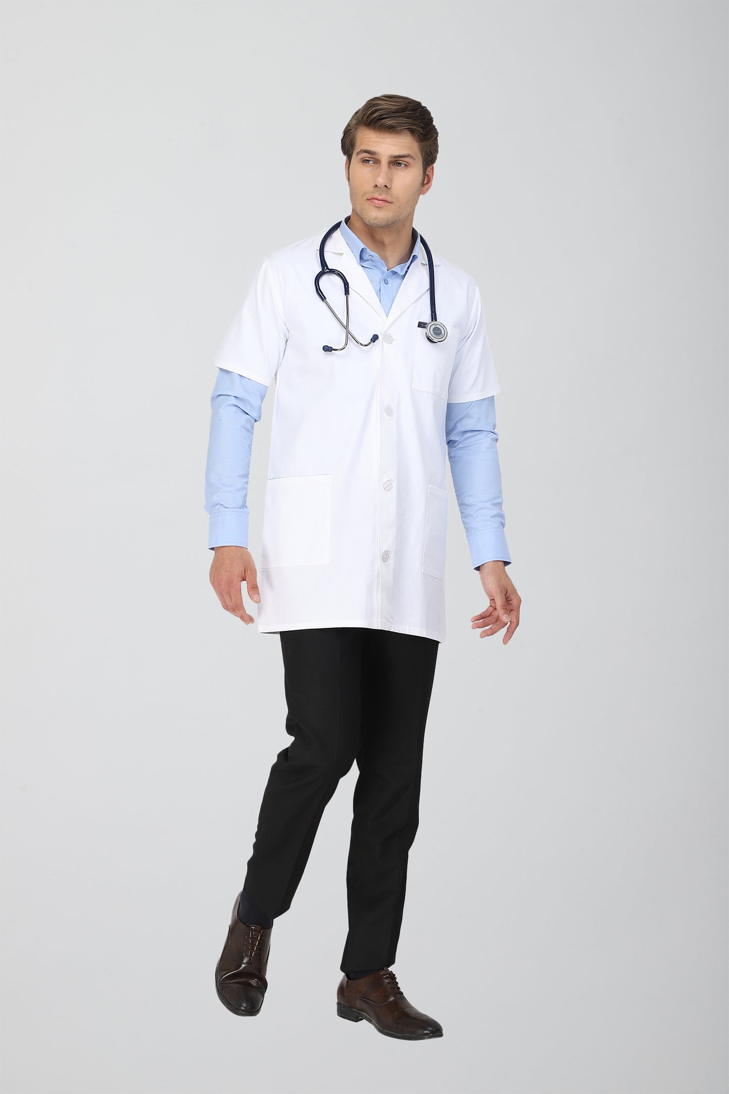 Men's Lab Coat Apron (Button Closure) Half Sleeve - Length 34"