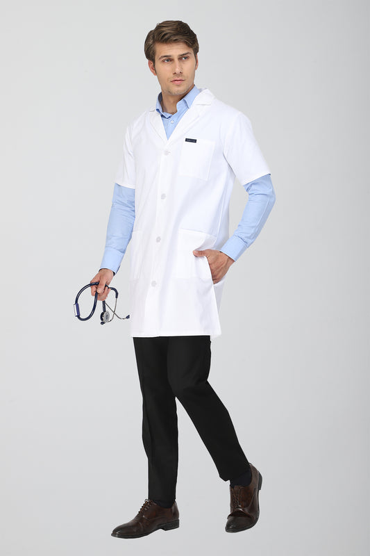 Men's Lab Coat Apron (Button Closure) Half Sleeve - Length 37"