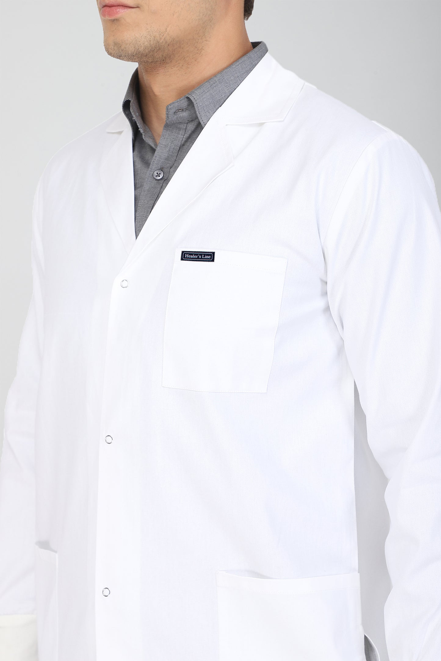 Men's Lab Coat Apron (Snap Closure) Full Sleeve with Knit Cuffs - Length 37"