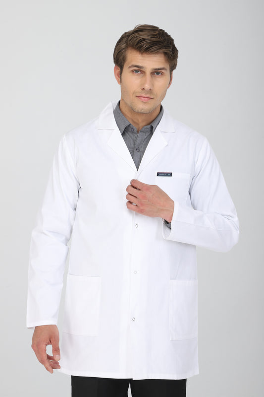 Men's Lab Coat Apron (Snap Closure) Full Sleeve - Length 34"