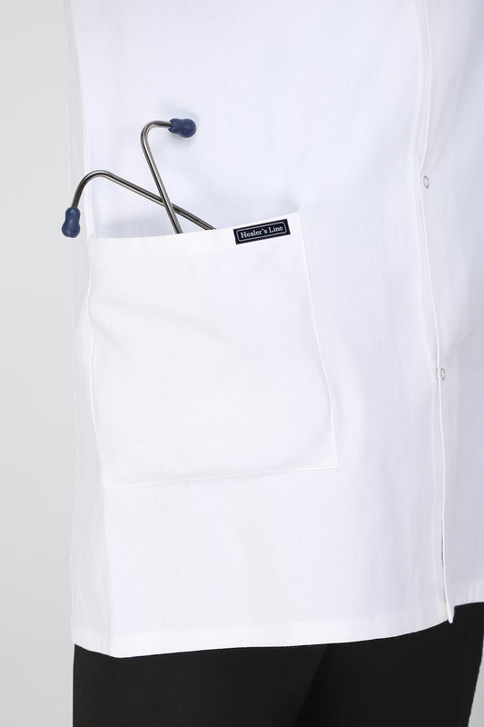 Men's Lab Coat Apron (Snap Closure) Full Sleeve with Knit Cuffs - Length 34"