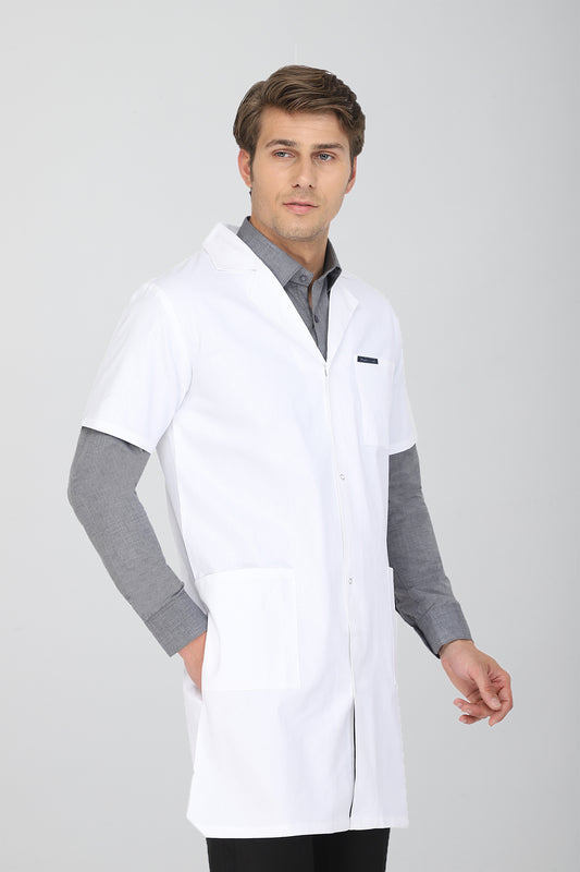 Men's Lab Coat Apron (Snap Closure) Half Sleeve - Length 37"