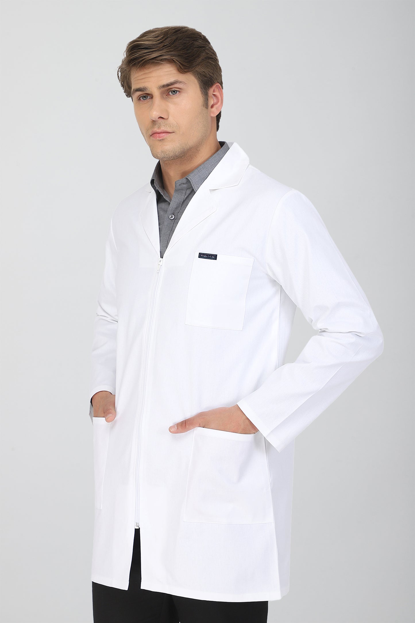 Men's Lab Coat Apron (Zipper Closure) Full Sleeve - Length 34"