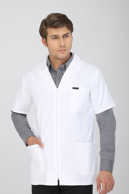 Men's Lab Coat Apron (Zipper Closure) Half Sleeve - Length 30"