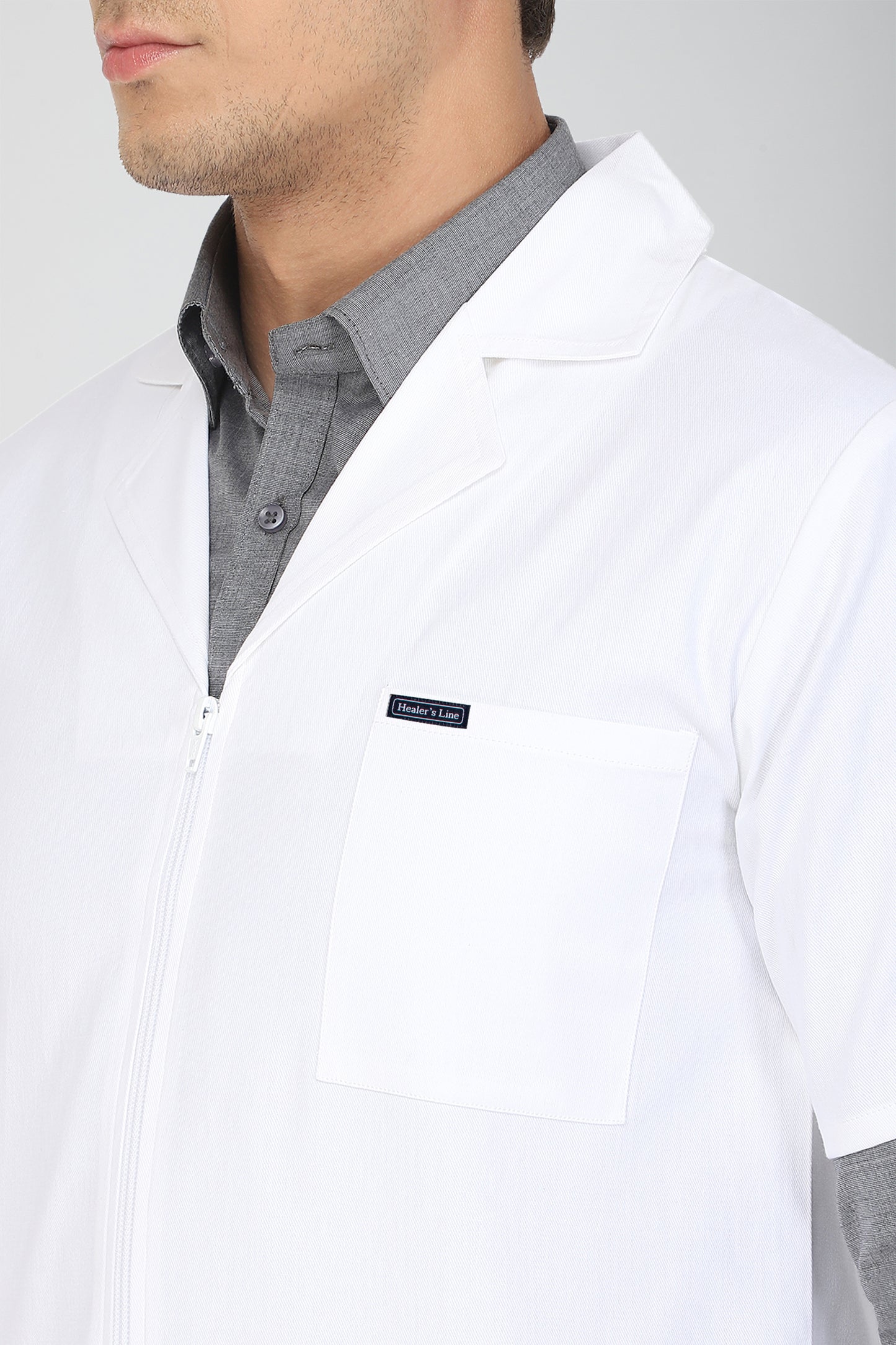 Men's Lab Coat Apron (Zipper Closure) Half Sleeve - Length 30"