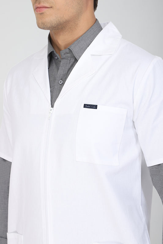 Men's Lab Coat Apron (Zipper Closure) Half Sleeve - Length 37"