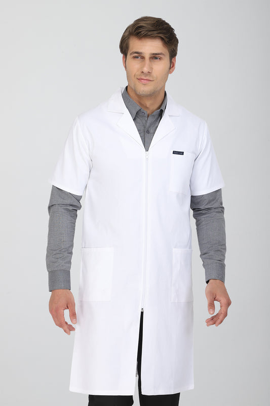 Men's Lab Coat Apron (Zipper Closure) Half Sleeve - Length 41"