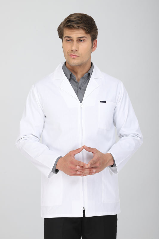 Men's Lab Coat Apron (Zipper Closure) Full Sleeve - Length 30"