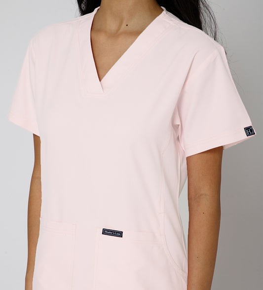Healer's Line Classic Women’s V-Neck Scrub Top (Baby Pink)