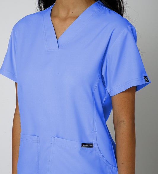 Healer's Line Classic Women’s V-Neck Scrub Top (Lavender)