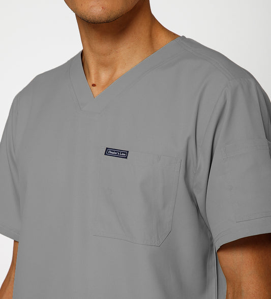 Healer's Line Classic Men’s V-Neck Scrub Top (Light Grey)