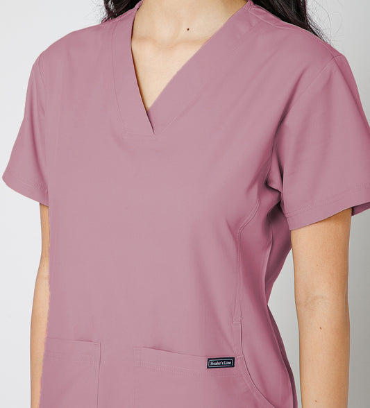 Healer's Line Classic Women’s V-Neck Scrub Top (Mauve)