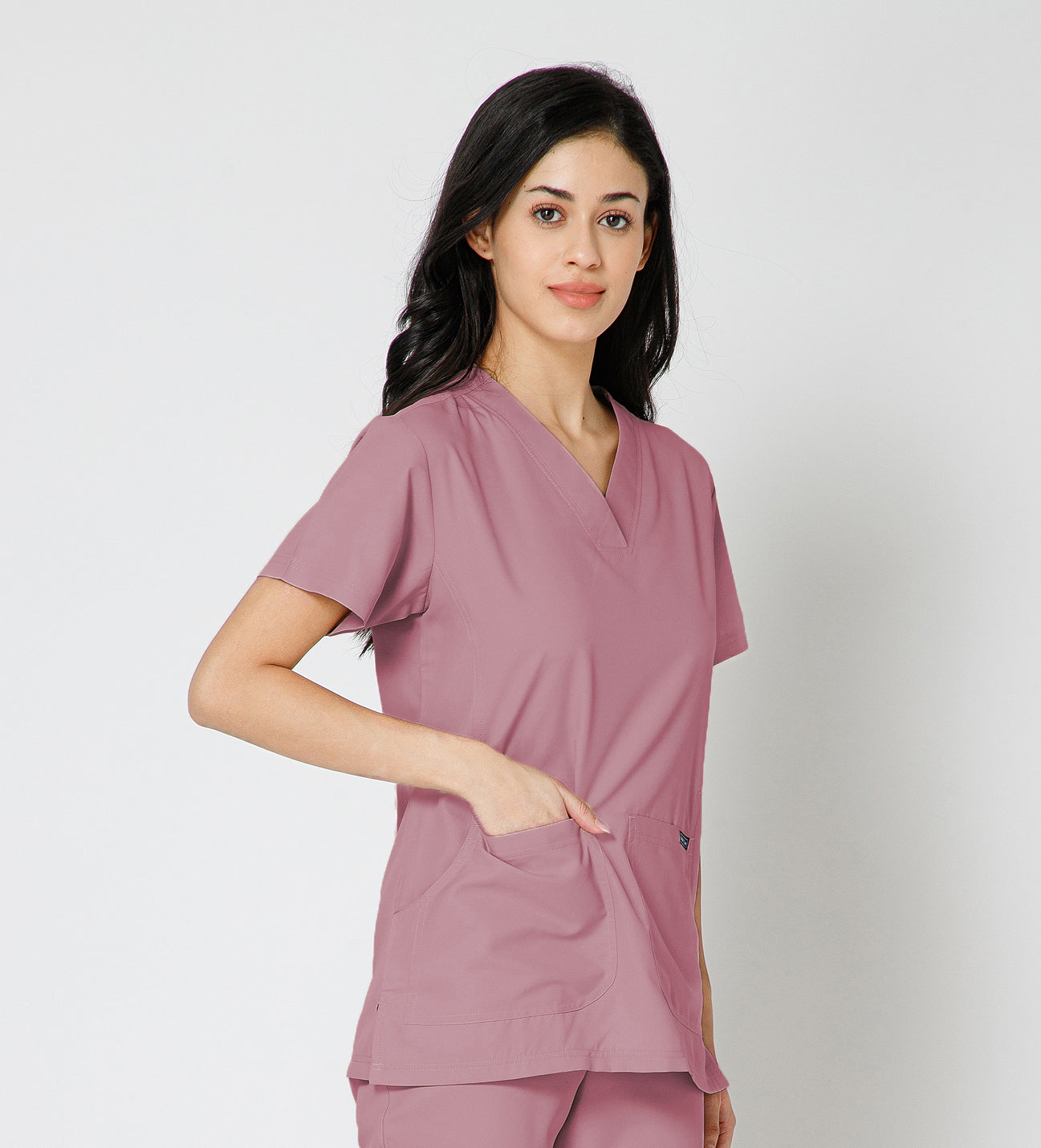 Healer's Line Classic Women’s V-Neck Scrub Top (Mauve)