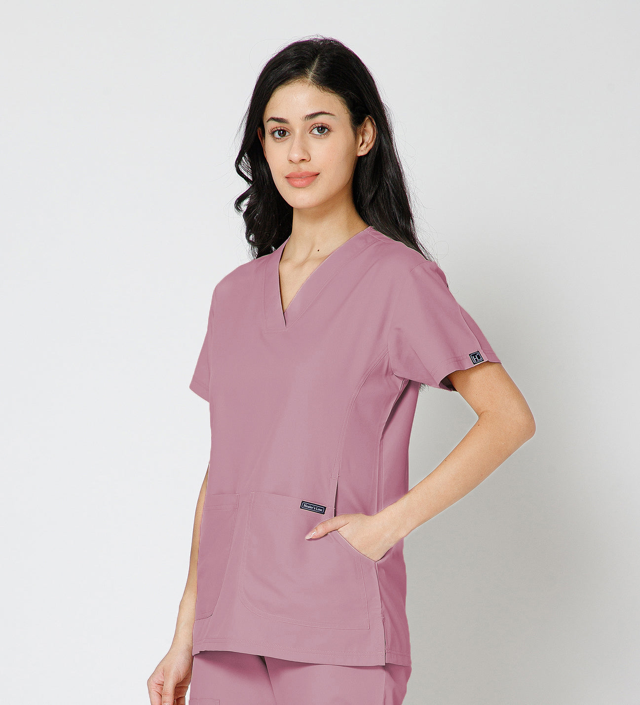 Healer's Line Classic Women’s V-Neck Scrub Top (Mauve)