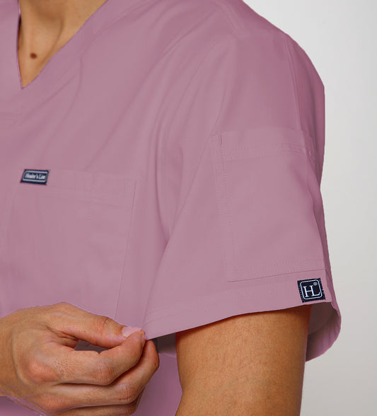 Healer's Line Classic Men’s V-Neck Scrub Top (Mauve)