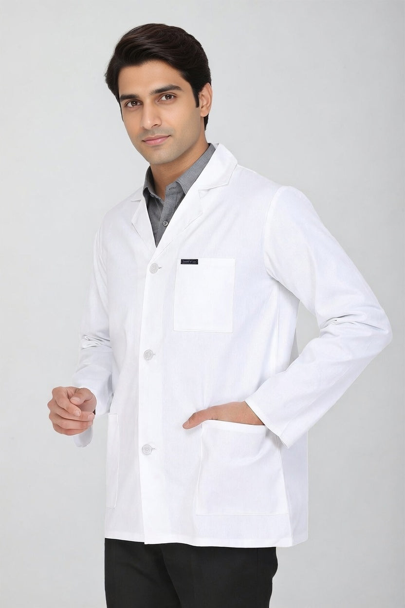 Men's Lab Coat Apron (Button Closure) Full Sleeve - Length 30"