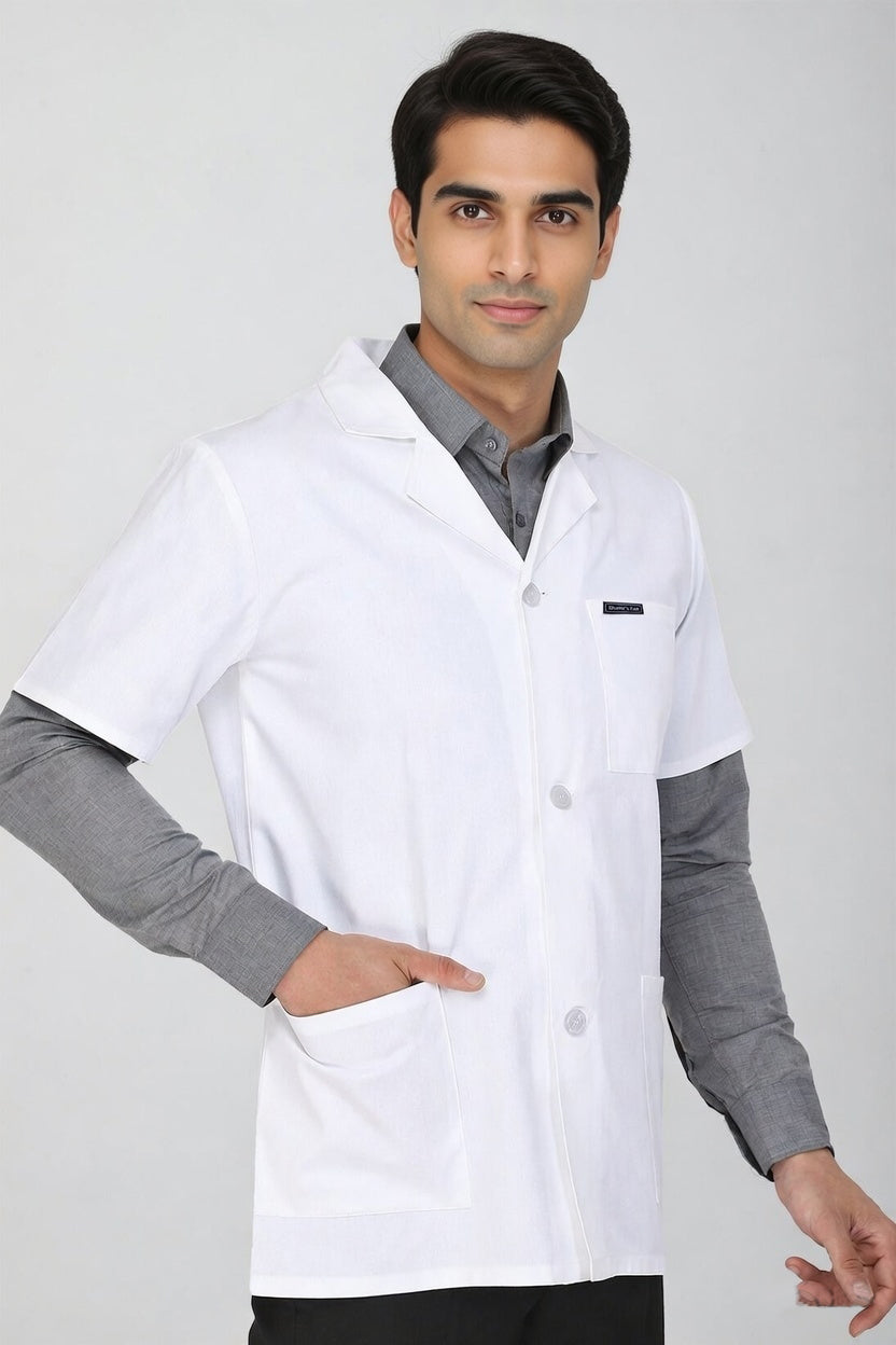 Men's Lab Coat Apron (Button Closure) Half Sleeve - Length 30"