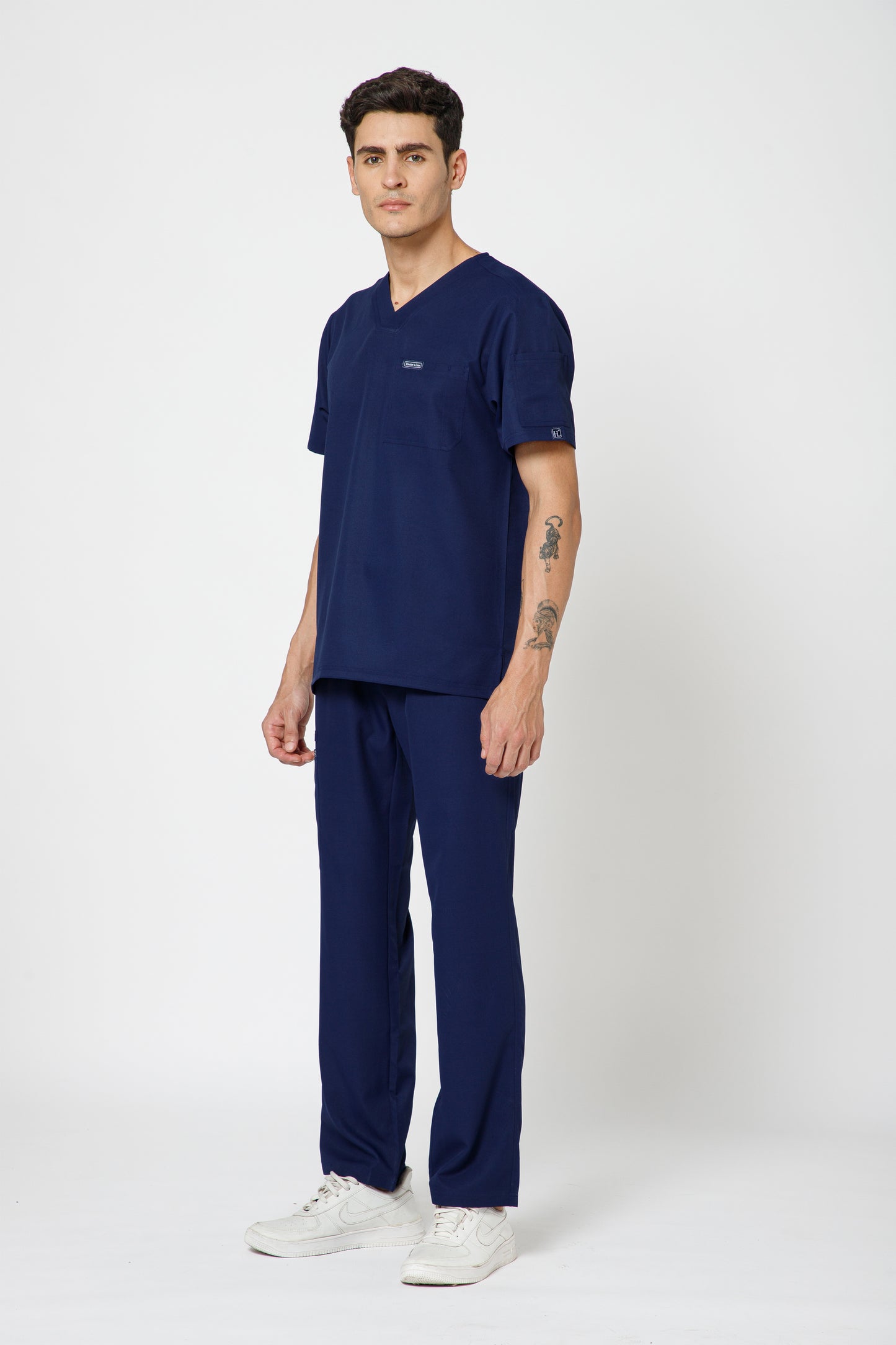 Classic Men’s V-Neck Scrub Suit (Navy)