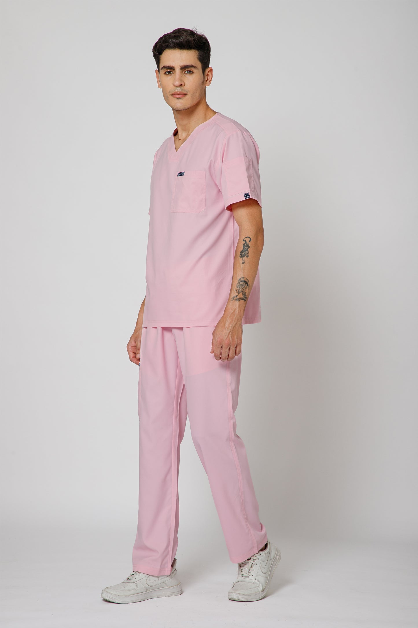 Classic Men’s V-Neck Scrub Suit (Pink)