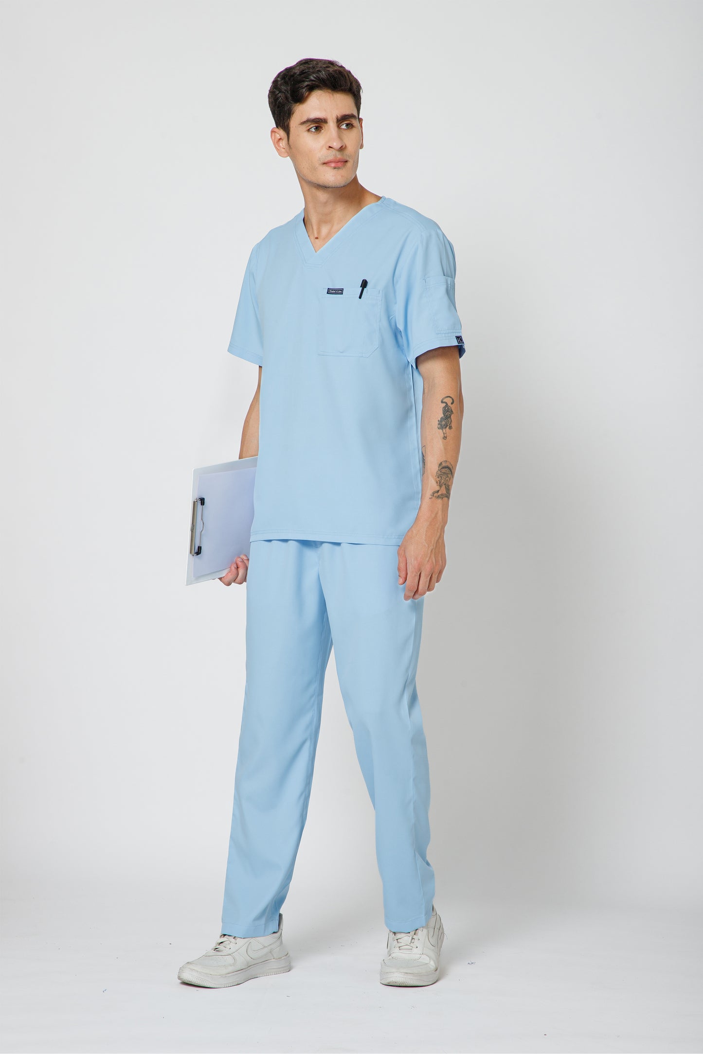 Classic Men’s V-Neck Scrub Suit (Sky Blue)