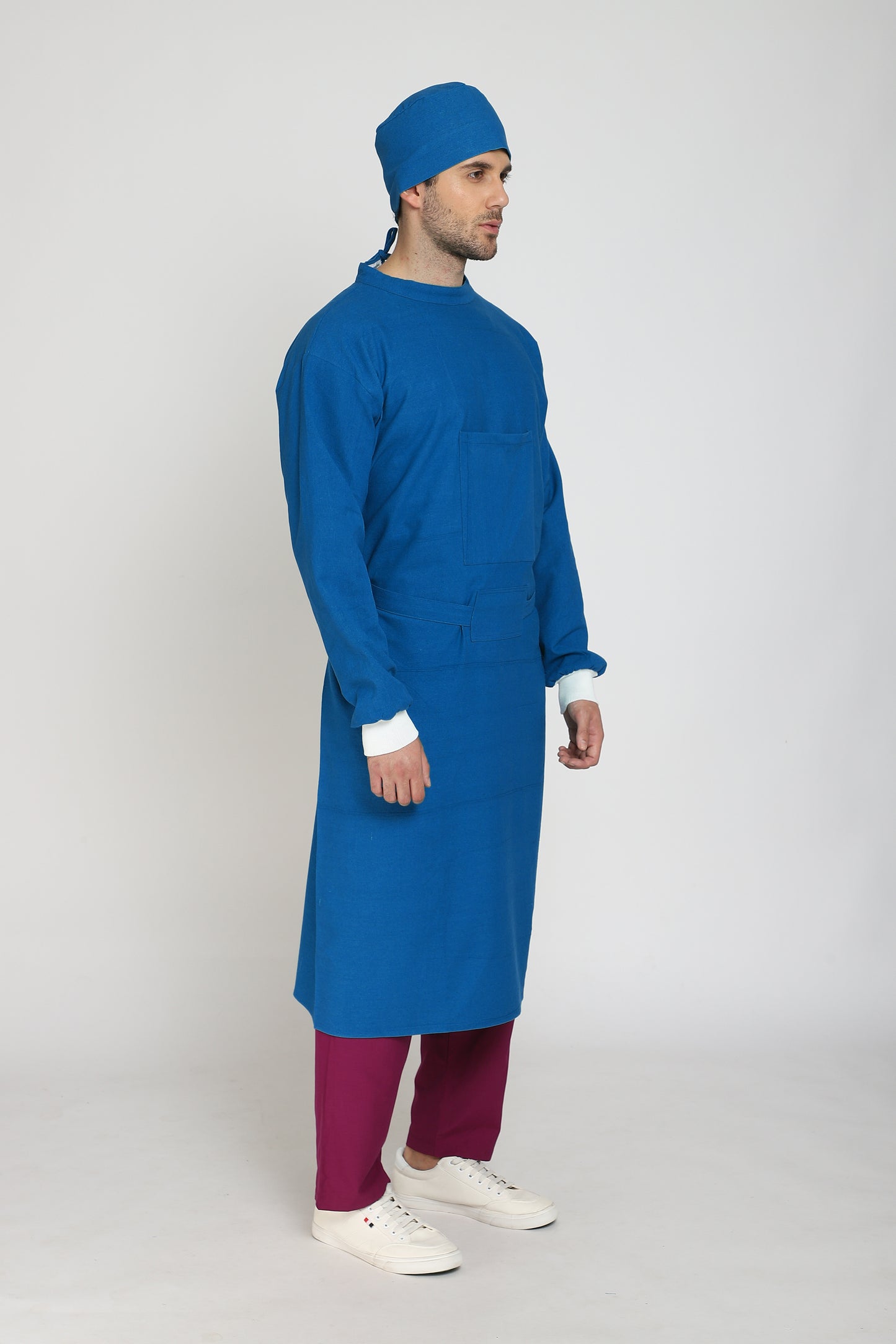 Premium Quality Men's Reusable Surgeon Gown Set (Blue)