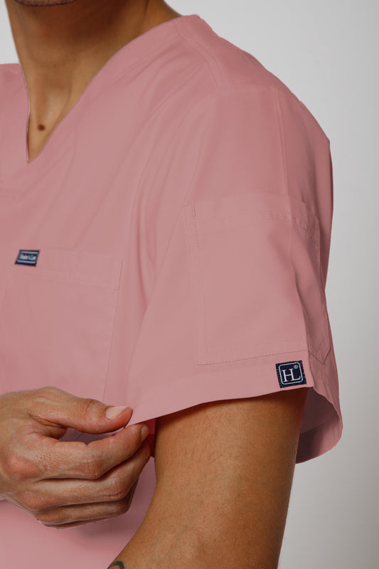 Classic Men’s V-Neck Scrub Suit (Dark Peach)