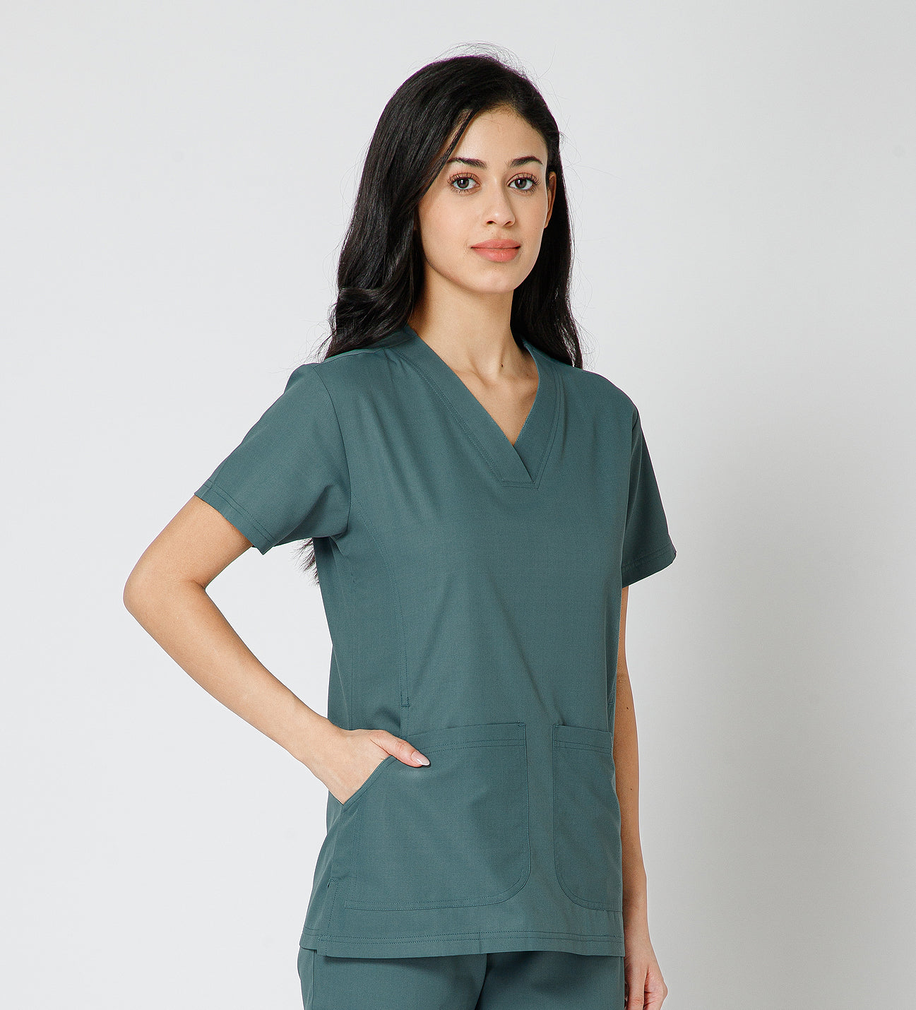Healer's Line Classic Women’s V-Neck Scrub Top (Medium Olive)