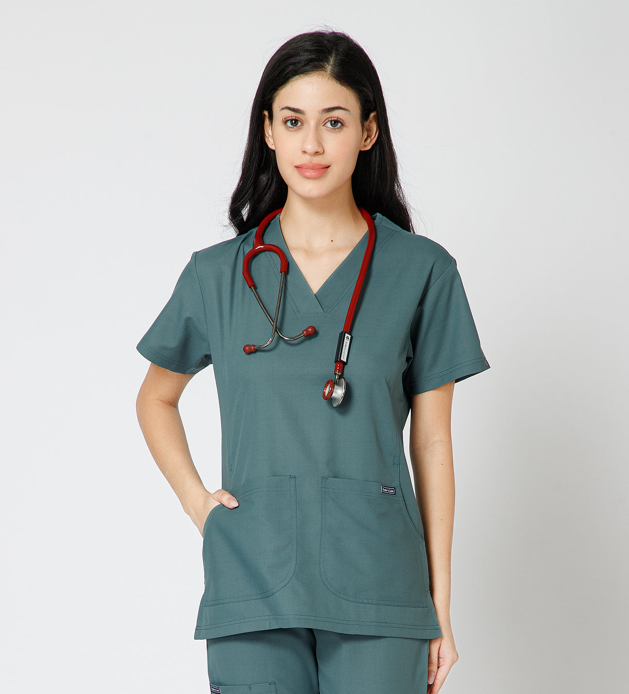Healer's Line Classic Women’s V-Neck Scrub Top (Medium Olive)
