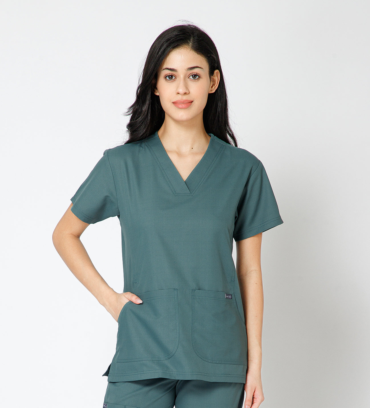 Healer's Line Classic Women’s V-Neck Scrub Top (Medium Olive)