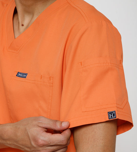 Healer's Line Classic Men’s V-Neck Scrub Top (Orange)