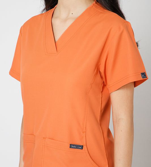 Healer's Line Classic Women’s V-Neck Scrub Top (Orange)