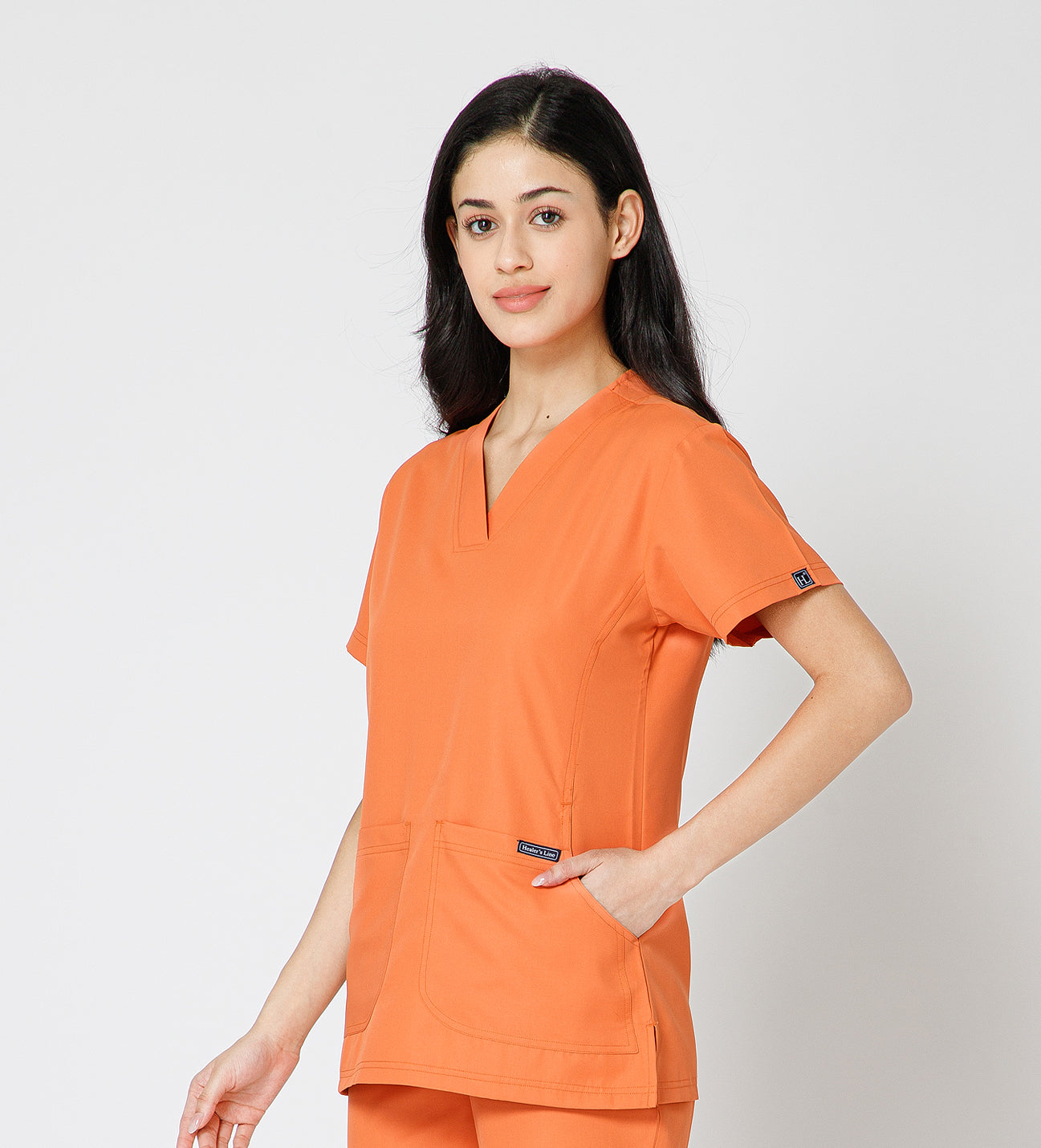 Healer's Line Classic Women’s V-Neck Scrub Top (Orange)