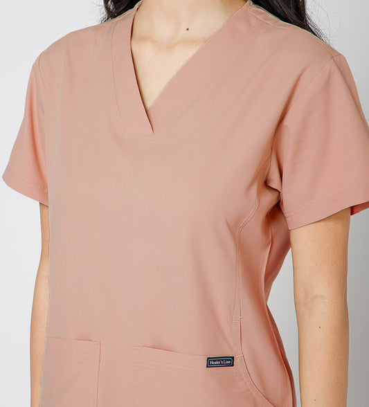 Healer's Line Classic Women’s V-Neck Scrub Top (Peach)