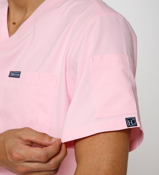 Healer's Line Classic Men’s V-Neck Scrub Top (Pink)