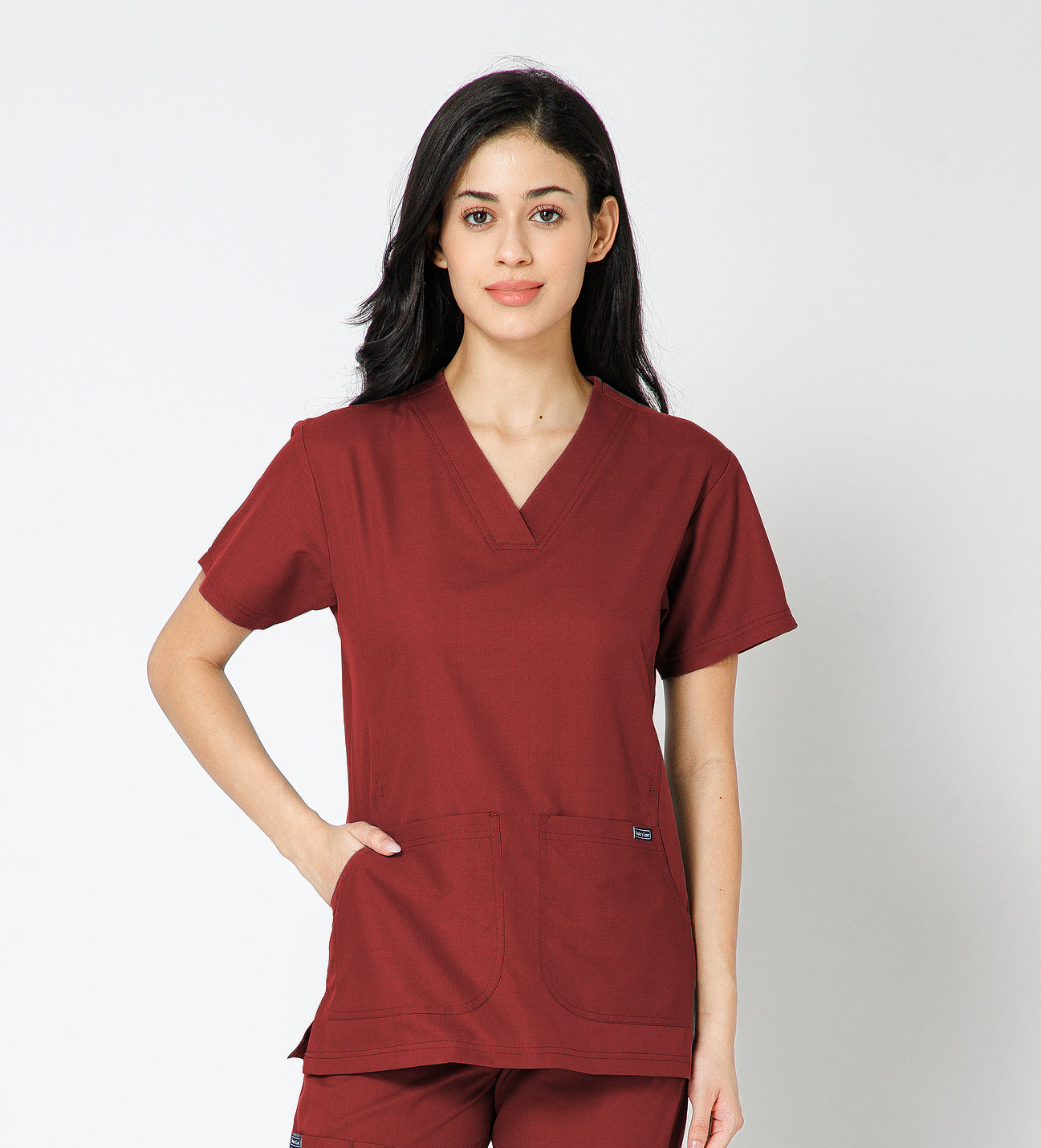 Healer's Line Classic Women’s V-Neck Scrub Top (Red)