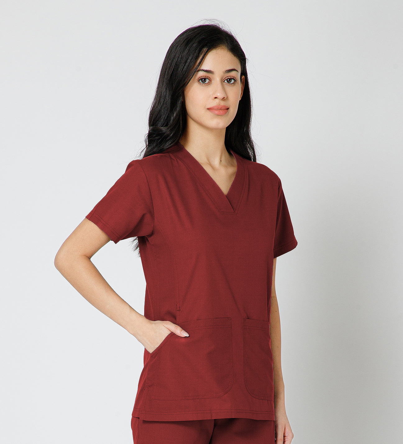Healer's Line Classic Women’s V-Neck Scrub Top (Red)