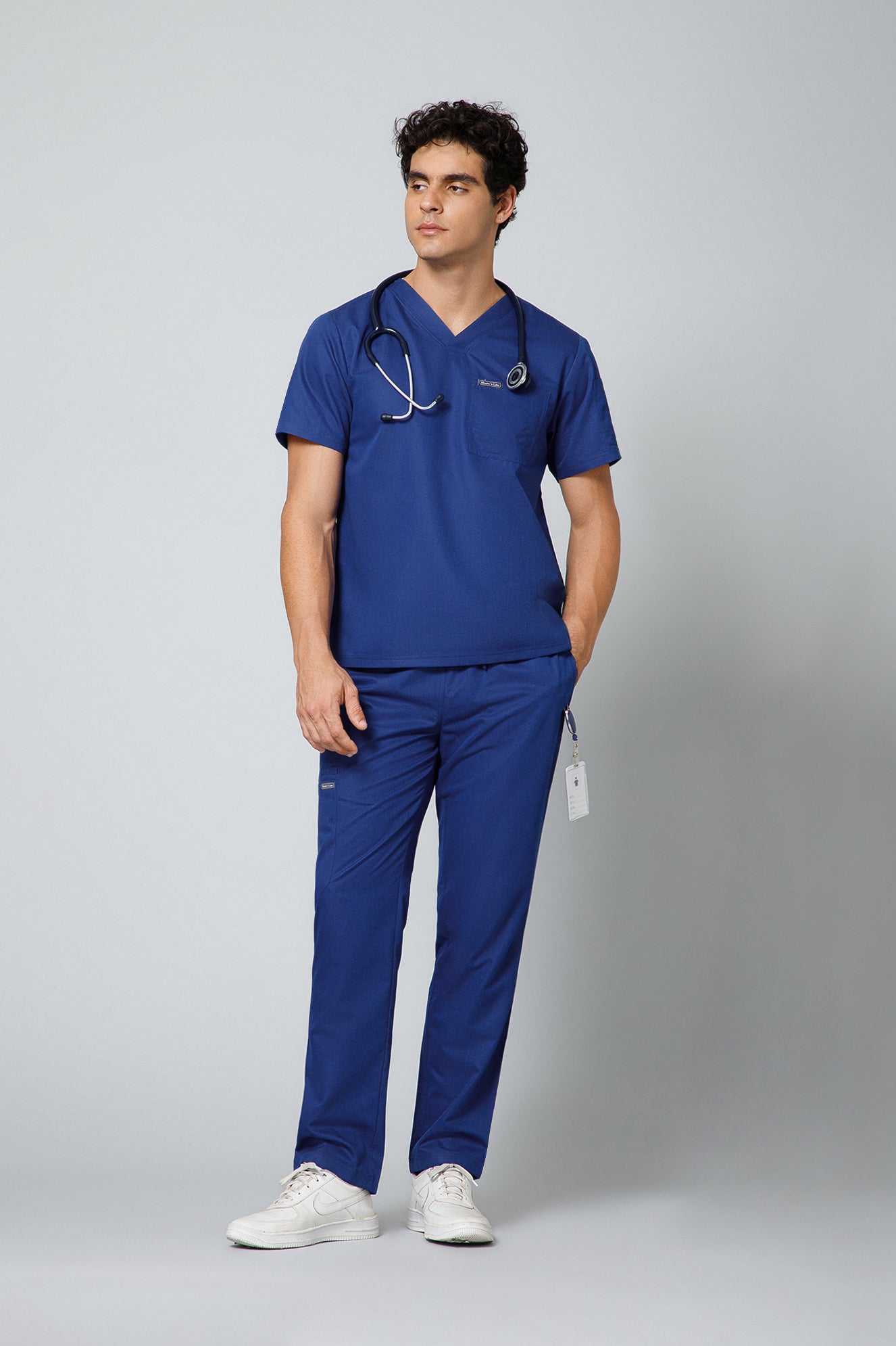 Classic Men’s V-Neck Scrub Suit (Sapphire Blue) PRH Fabric