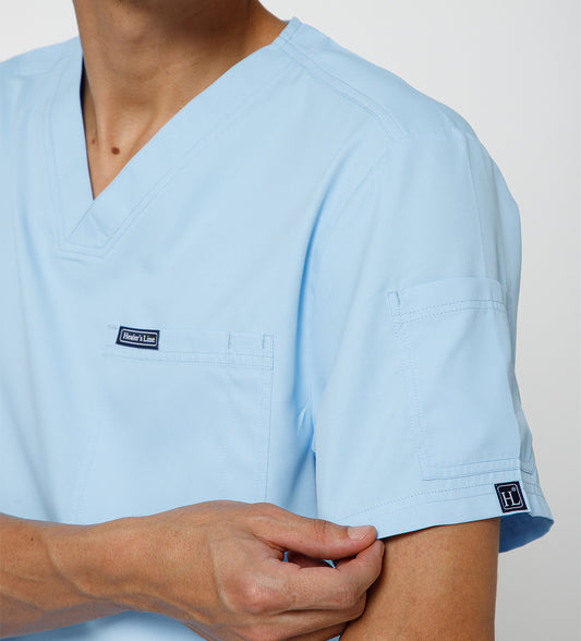 Healer's Line Classic Men’s V-Neck Scrub Top (Sky Blue)