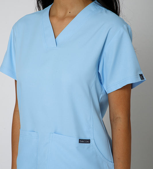 Healer's Line Classic Women’s V-Neck Scrub Top (Sky Blue)