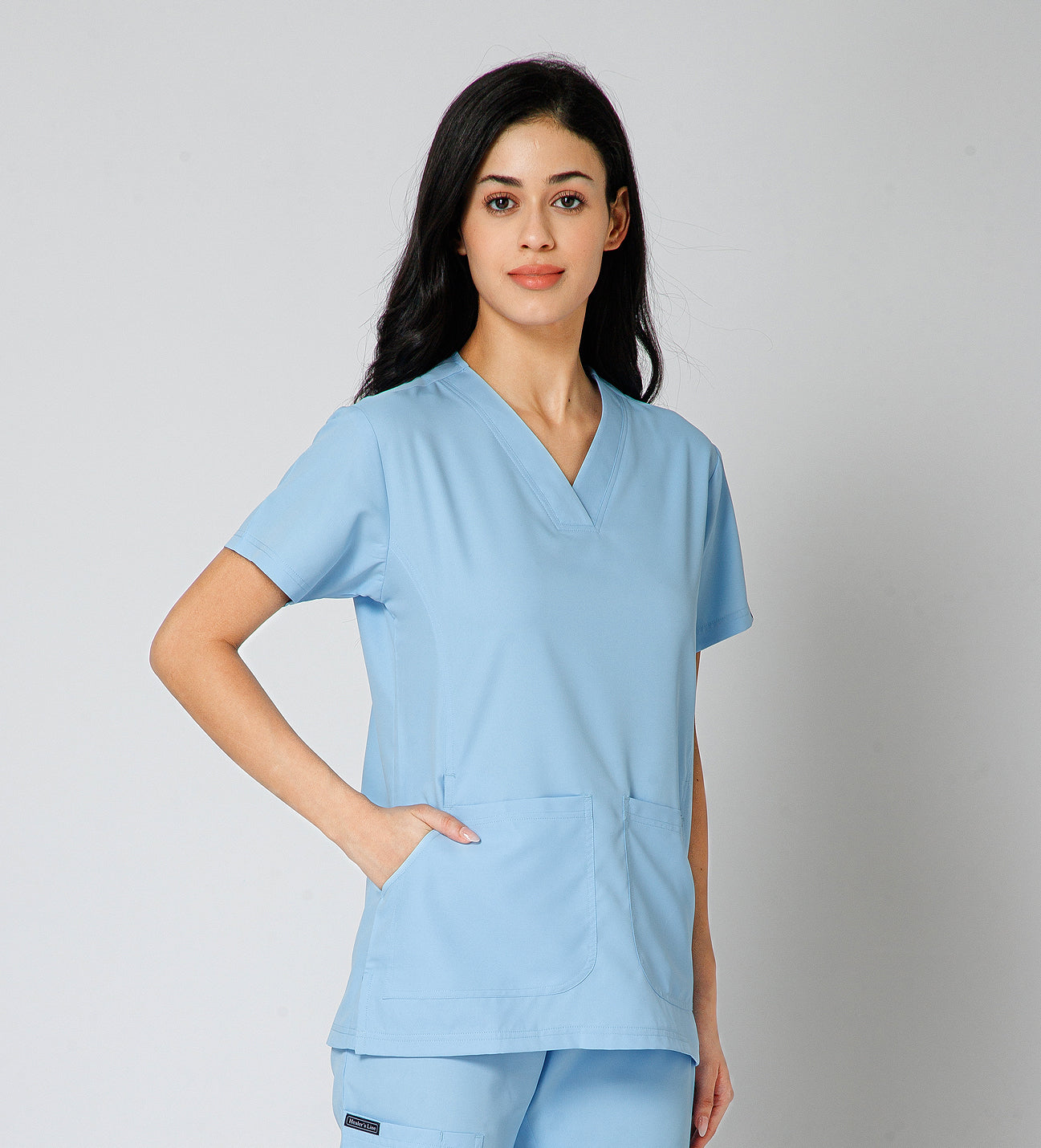 Healer's Line Classic Women’s V-Neck Scrub Top (Sky Blue)