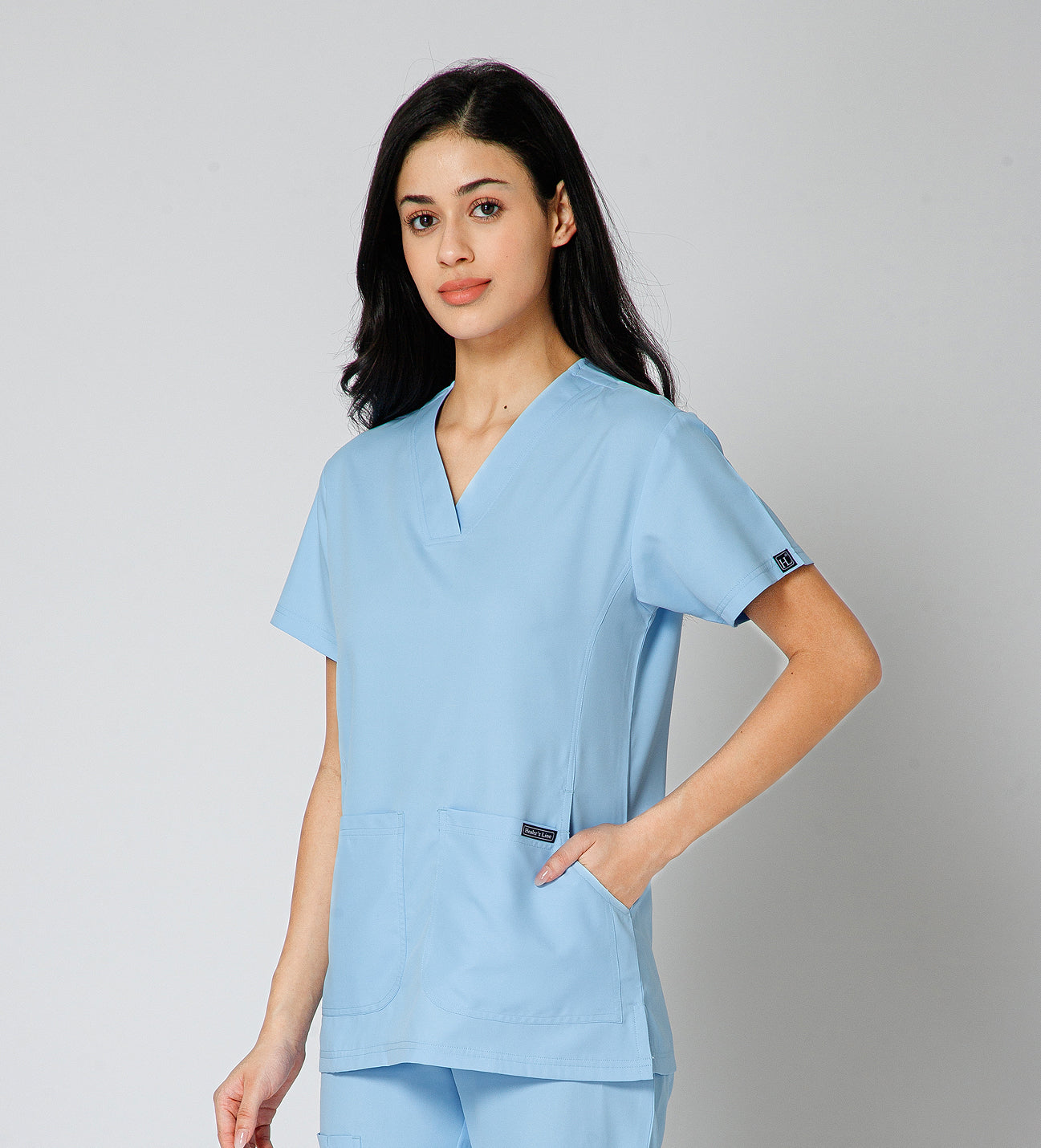 Healer's Line Classic Women’s V-Neck Scrub Top (Sky Blue)