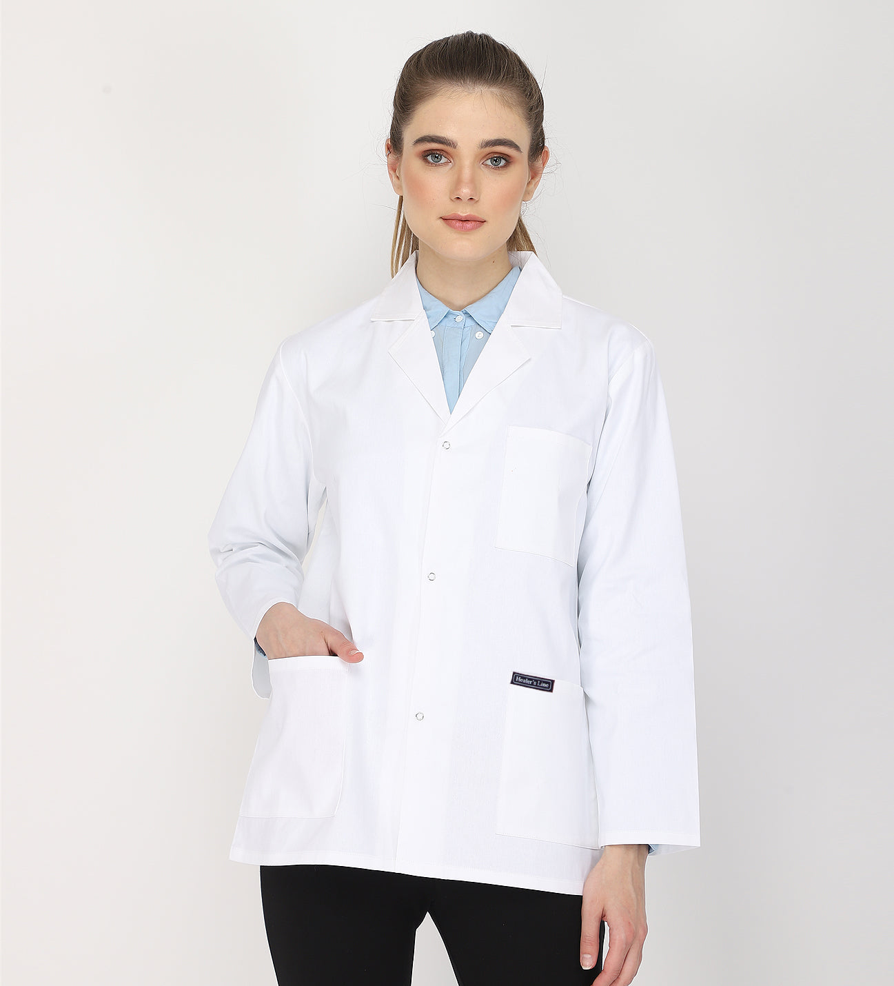 Healer's Line Women's Lab Coat (Snap Closure) Length 28"