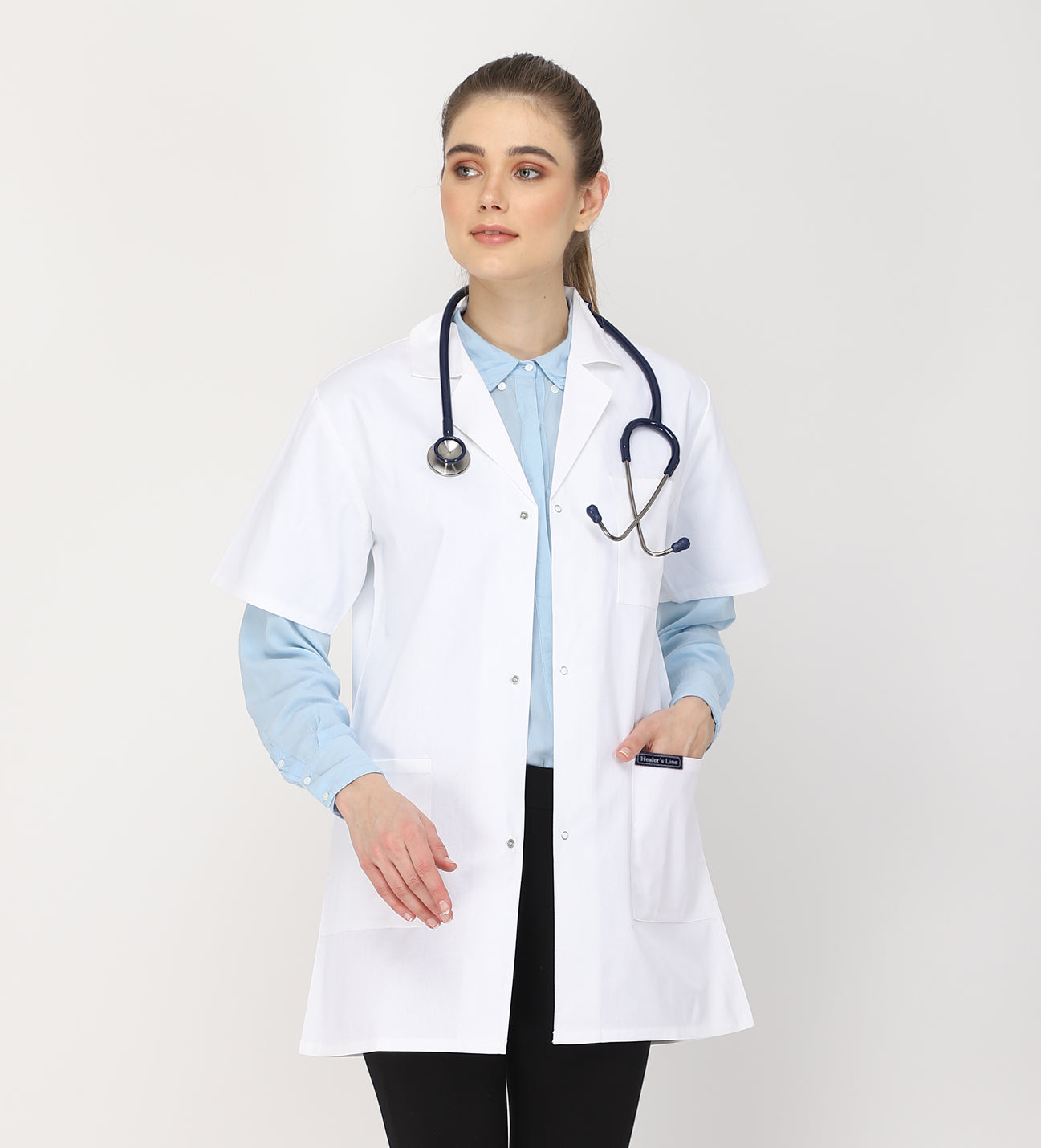 Healer's Line Women's Lab Coat (Snap Closure) Length 32"