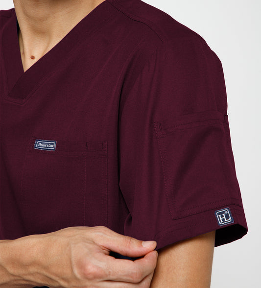 Healer's Line Classic Men’s V-Neck Scrub Top (Wine)