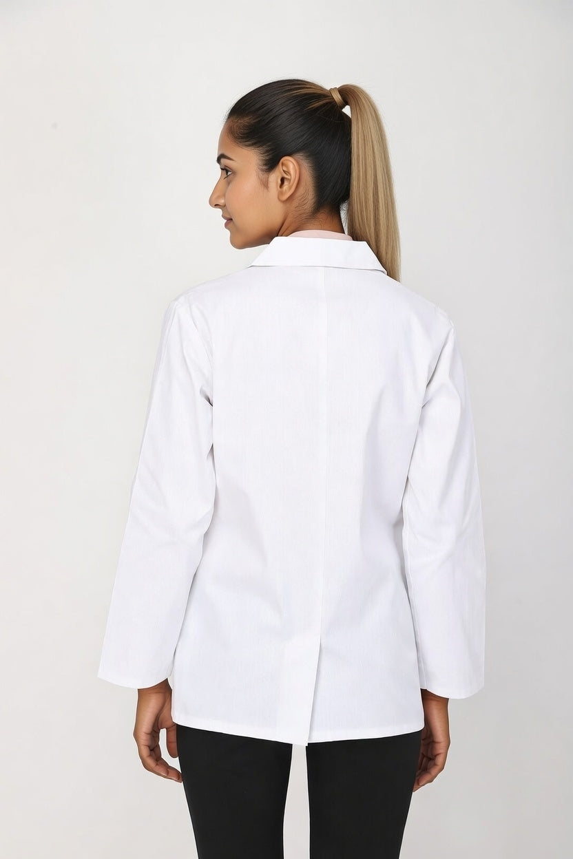 Women's Lab Coat Apron (Button Closure) Full Sleeve - Length 28"