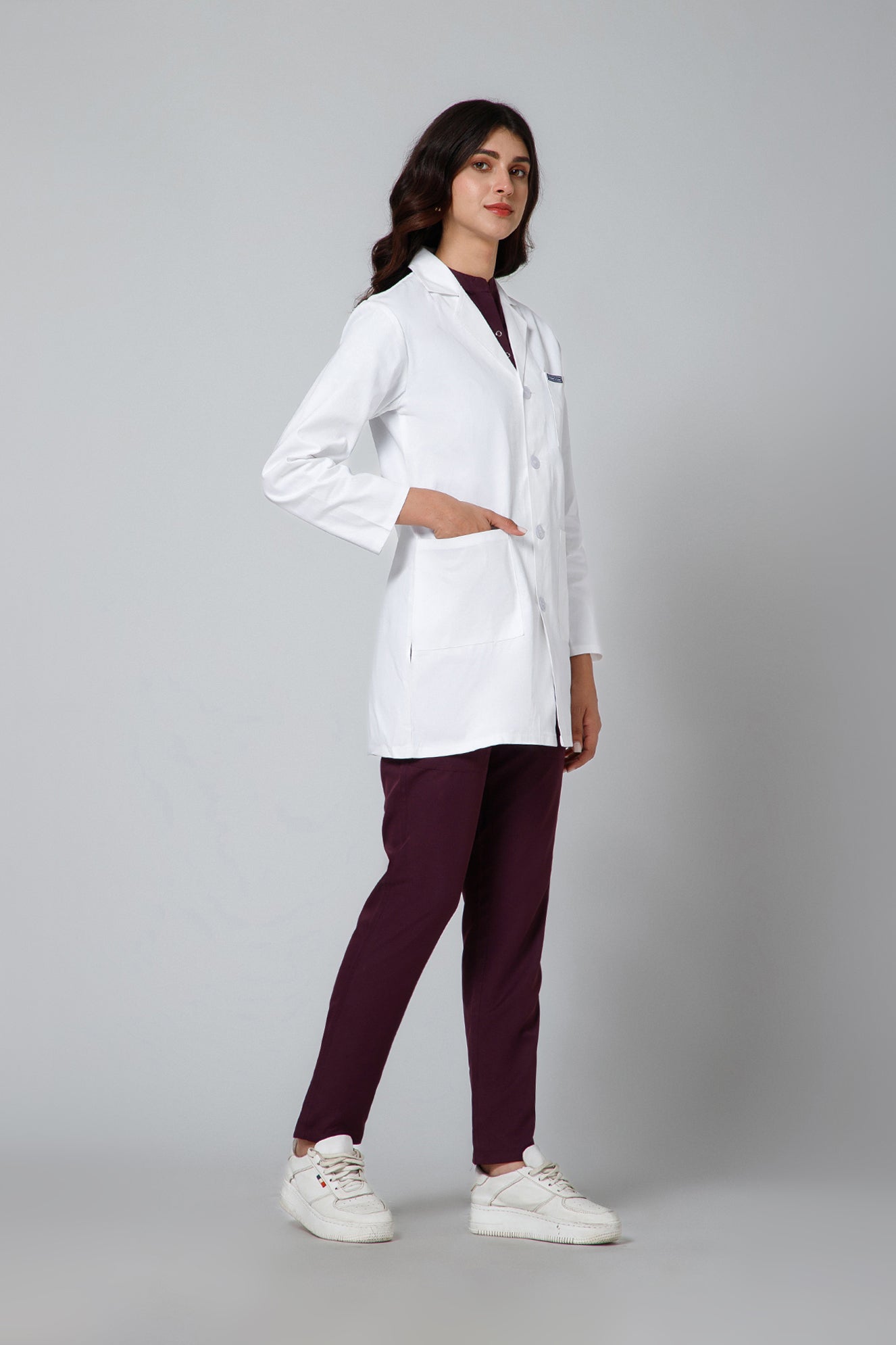Women's Lab Coat Apron (Button Closure) Full Sleeve - Length 32"